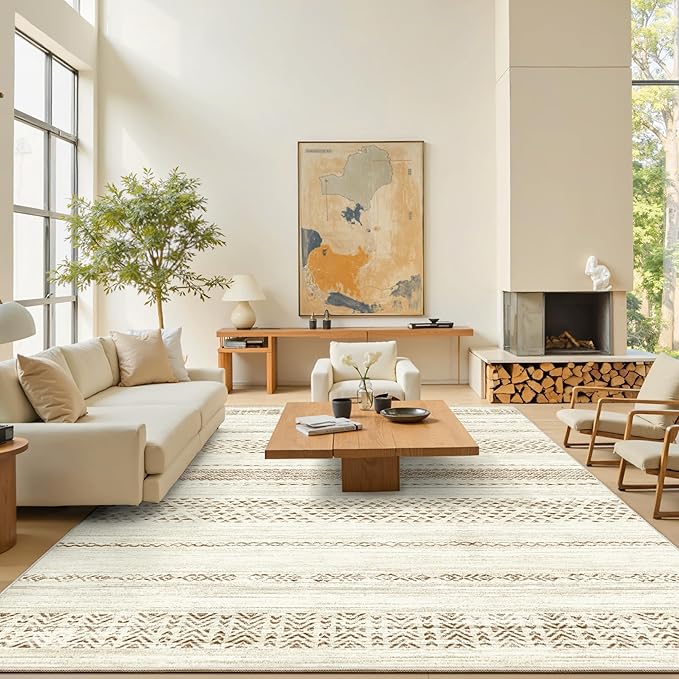 Miukiki 8x10 Area Rug for Living Room Moroccan Washable Rugs Non Slip Indoor - Image 5