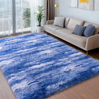Shag Rugs for Living Room 9x12, Ultra Soft Abstract Blue Big Fuzzy Rugs for - Image 3
