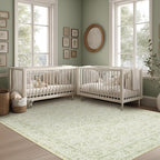 Light Green Nursery Rug Boy Girl 6x9 Area Rugs Washable Non Slip Low Pile Soft - Image 2