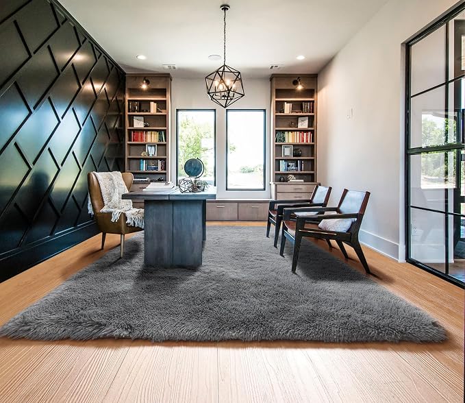 ONASAR Grey Area Rugs 9x12 Living Room, Soft Plush Thick Shaggy Big Floor Carpet - Image 9