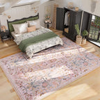 AMTOVO 6x9 Washable Area Rugs for Living Room, Non-Slip Colorful Floral rug - Image 4