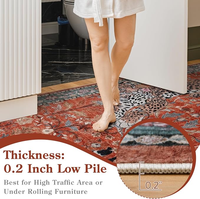 Moynesa Leopard Washable Rugs, 8x10 Area Rugs - Image 5