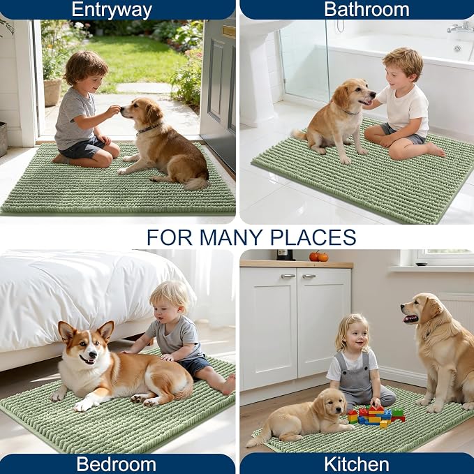 OLANLY Dog Door Mat for Muddy Paws 47x20, Ultra Absorbent Chenille Mud Doormat - Image 8