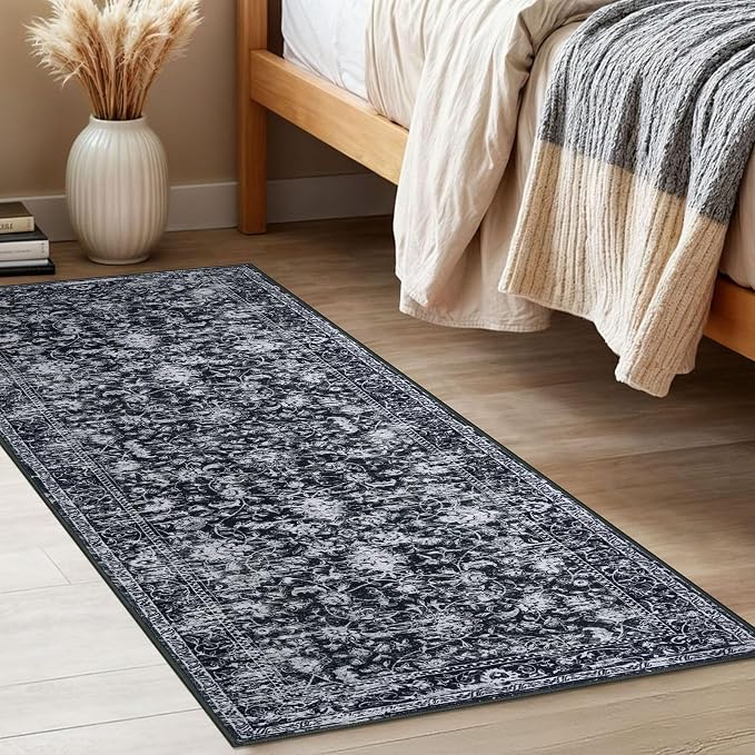 KILOCOCO Washable Runner 2x5 Rug Runner Printed Vintage Floral Kitchen Runners - Image 3