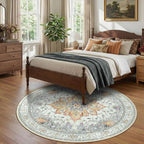 RELEANY Area Rugs Round 7ft Washable Non-Slip, Floral Vintage Distress - Image 2