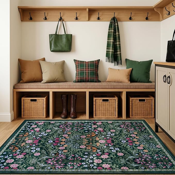 Area Rug Living Room Rugs: Floral 3x5 Washable Rug Vintage Soft Boho Non-Slip - Image 5
