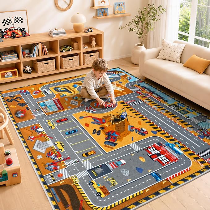 Kids Playroom Rug 3x4 Ft, Washable Car Rugs Play Mat, Non-Slip Soft Learning - Image 3