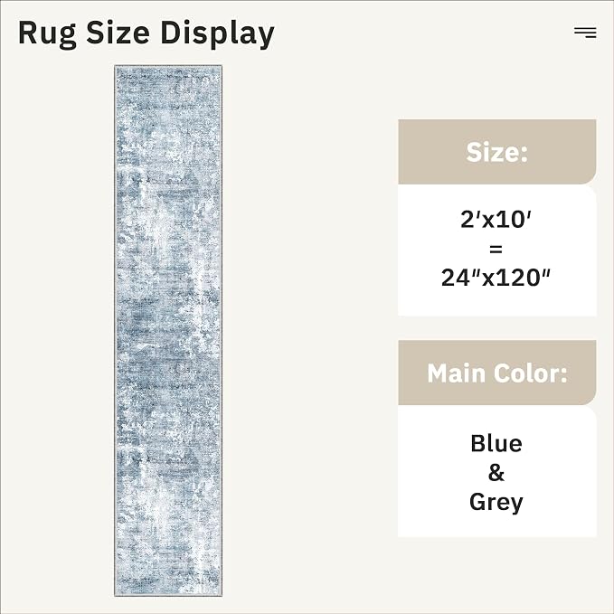 Soalmost Runner Rug 2'x10' Abstract Washable Non-Slip Runner Rugs - Image 5