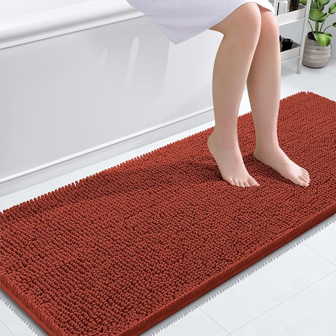 OLANLY Bathroom Runner Rugs 59x24, Soft Absorbent Chenille Bath Rugs, Rubber by OLANLY
