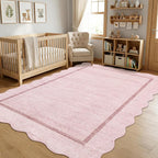 GarveeHome Scalloped Washable Area Rug 4x6 Small Entryway Rug Non Slip Modern by GarveeHome