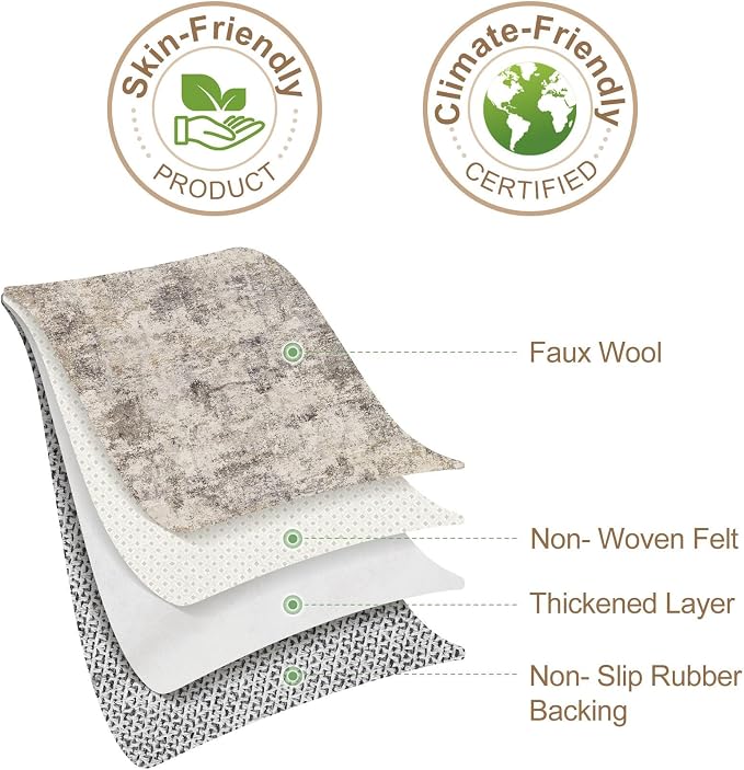 Nakagishi 6x9 Area Rugs Living Room: Washable Abstract Large Neutral Soft Rug - Image 7