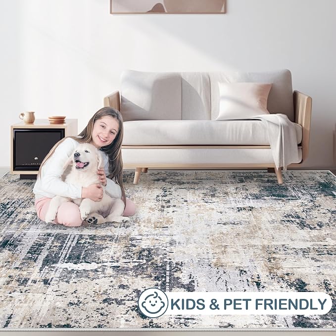 Area Rugs 5x7 Living Room: Washable Rug Modern Abstract Rugs Soft Non Slip - Image 5