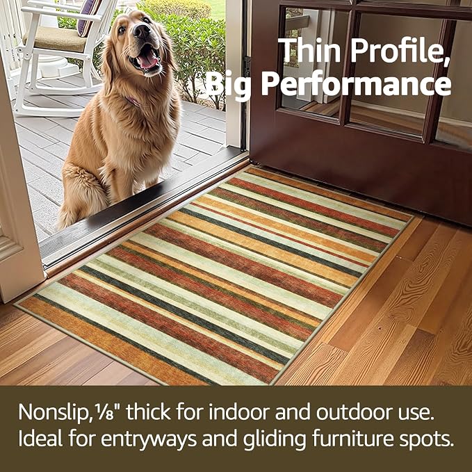 jinchan 5x7 Area Rug Modern Striped Rug Washable Rug Soft Large Indoor Floor - Image 5