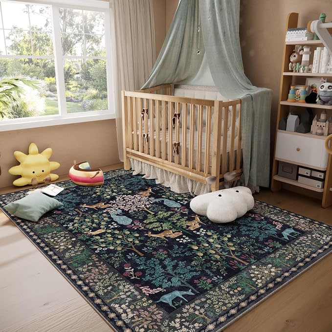 Washable Area Rugs for Living Room: 5x7 Bedroom Rug Vintage Area Rug Stain - Image 7
