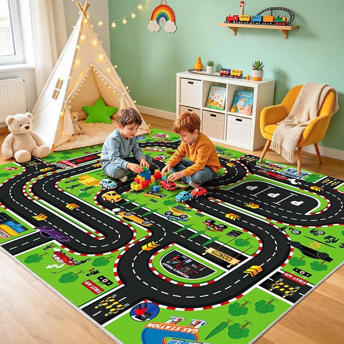 Kids Playroom Rug 3x4 Ft, Washable Car Rugs Play Mat, Non-Slip Soft Learning - Image 6