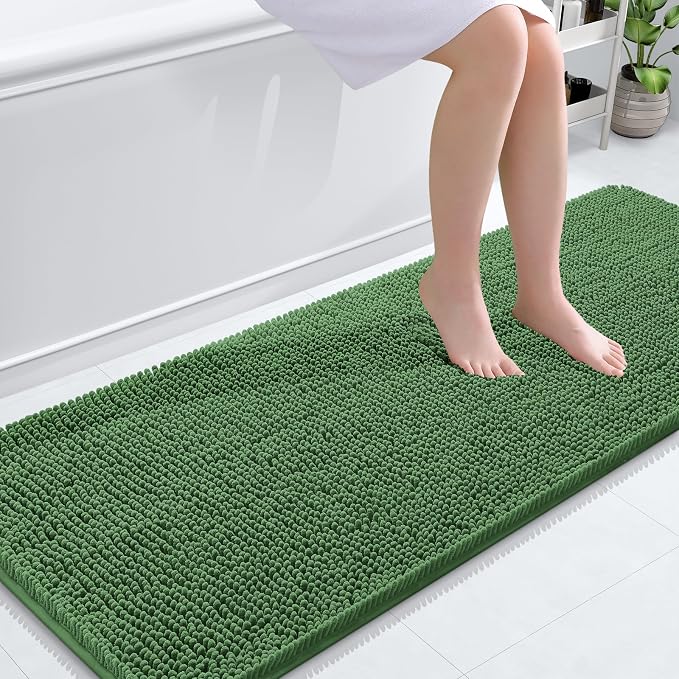 OLANLY Bathroom Runner Rugs 59x24, Soft Absorbent Chenille Bath Rugs, Rubber by OLANLY