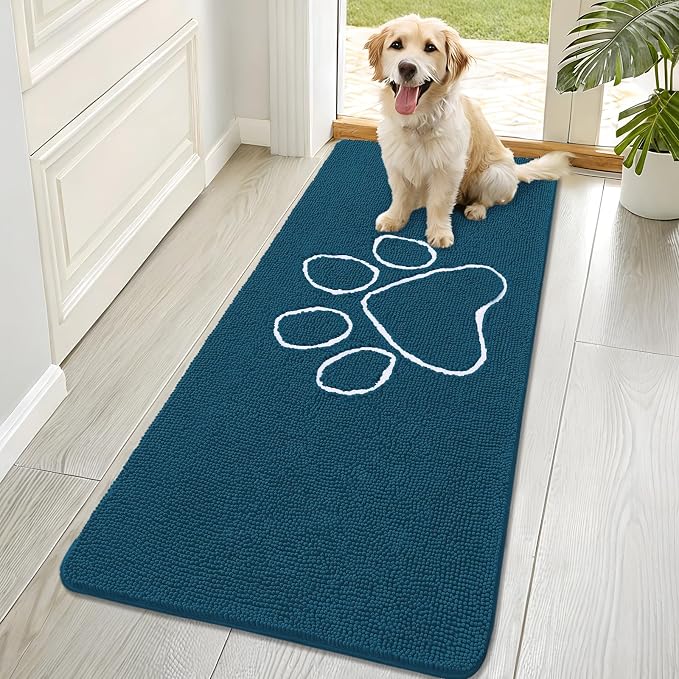 OLANLY Dog Door Mat for Muddy Paws 70x32, Paw Print Design, Absorbs Moisture by OLANLY