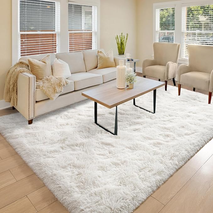 BENRON White Fluffy Rugs for Living Room 4x6, Soft Cream Area Rug for Kids - Image 6