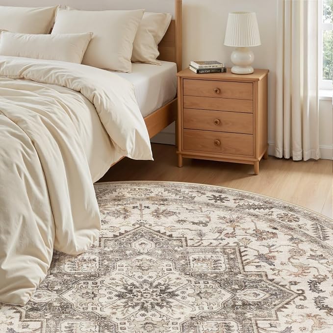 5ft Round Vintage Living Room Area Rug - Image 5