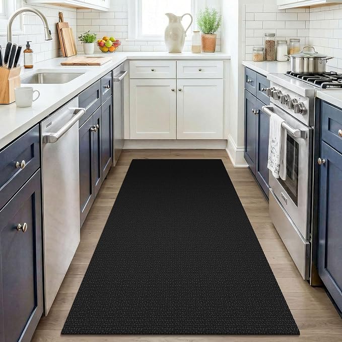 KOZYFLY Black Washable 3x4 Woven Entry Area Rug, Braided Throw Rugs - Image 2