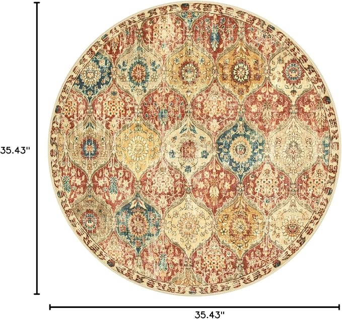 Lahome Moroccan Trellis Round Area Rugs, Washable Small Round Rug 3ft Non-Slip - Image 2