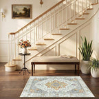 RELEANY Area Rugs Small 2'6"x4' Washable Non-Slip, Floral Vintage Distress - Image 2