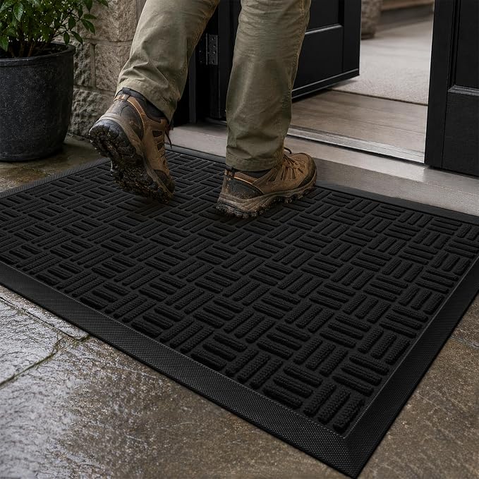 Mibao Front Door Mat Outdoor Entrance, Waterproof Dirt Trapper Doormat by Mibao