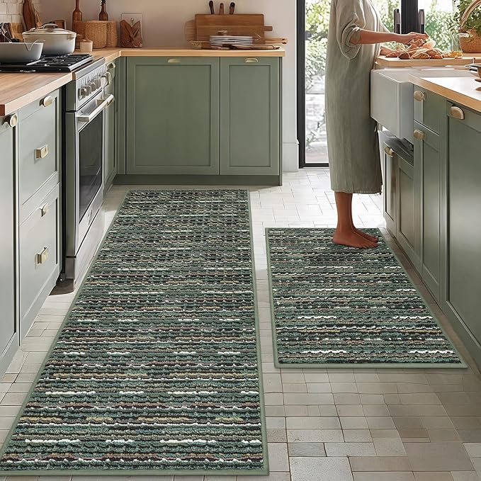 Kitchen Rugs Sets of 2-Non Slip Kitchen Mats by BSICPRO