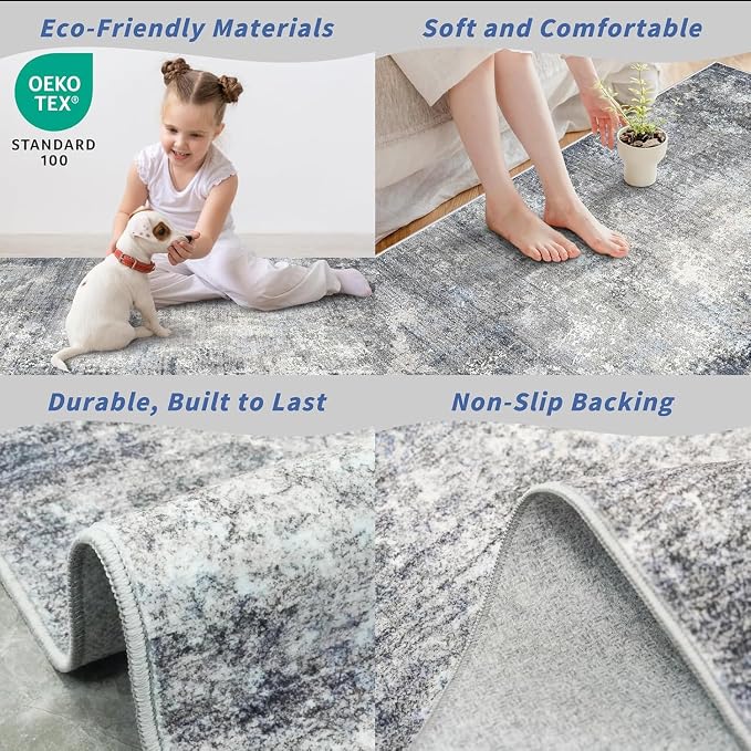 2x12 ft Washable Hallway Runner Rug – Non-Slip Stain-Resistant Low-Pile Long - Image 3