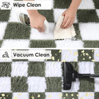 KICMOR Area Rug 5x7 for Living Room, Soft Fluffy Olive Green and White - Image 4