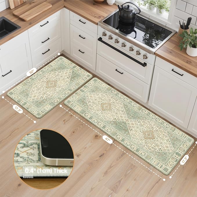 GENIMO Kitchen Mats for Floor 2PCs, Washable Anti Fatigue Mat for Cushioned - Image 2