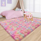 Cute Unicorn Rug for Girls Bedroom, 6x9 Plush Fluffy Princess Rainbow Area Rug - Image 2