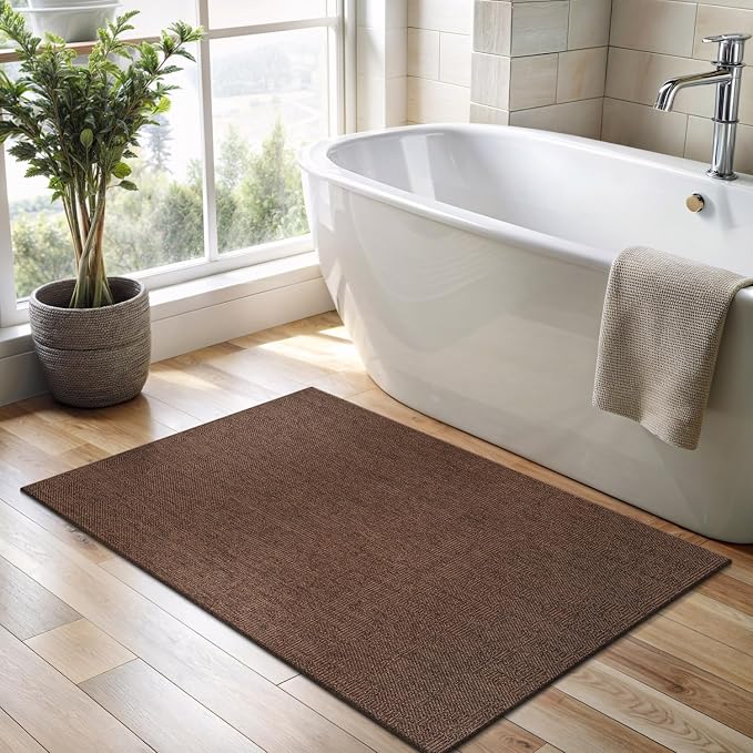 CAMILSON Easy Jute Rug 2x3, Indoor Outdoor Brown Color Fiber Area Rugs - Image 4