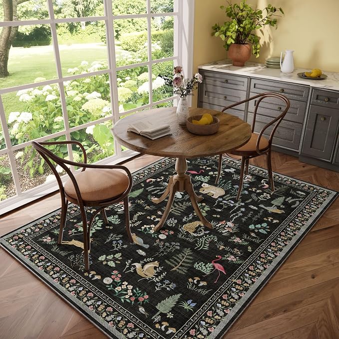 Washable Area Rugs for Living Room: 5x7 Bedroom Rug Vintage Rugs Stain - Image 7