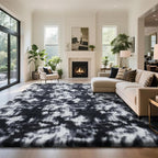 yongyangjuxin Fluffy Rug Shag Area Rug, Mottling Black 6x9 Area Rugs - Image 2