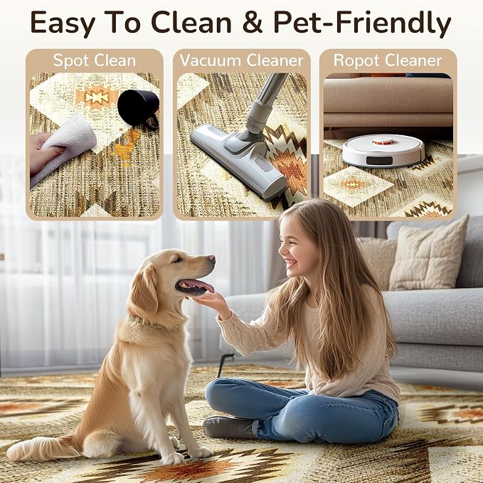 Area Rug 2x3 Rug Machine Washable Non-Slip Low Pile Print Pattern Western Rug - Image 6