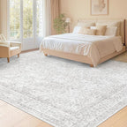 9x12 Area Rugs for Living Room: Washable Large Vintage Floral Rug Low Pile - Image 4