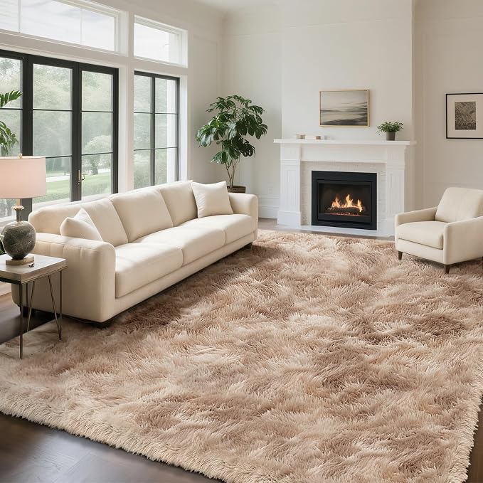 yongyangjuxin Fluffy Rug Shag Area Rug, Mottling Beige 8x10 Area Rugs by Yongyangjuxi