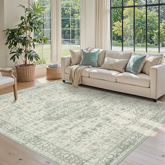 Rugxara Washable Area Rug for Living Room, Vintage Boho Rugs for Office by Rugxara