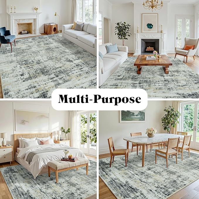 9x12 Area Rugs for Living Room Washable Rug: Anti-Skid Abstract Modern Living - Image 3