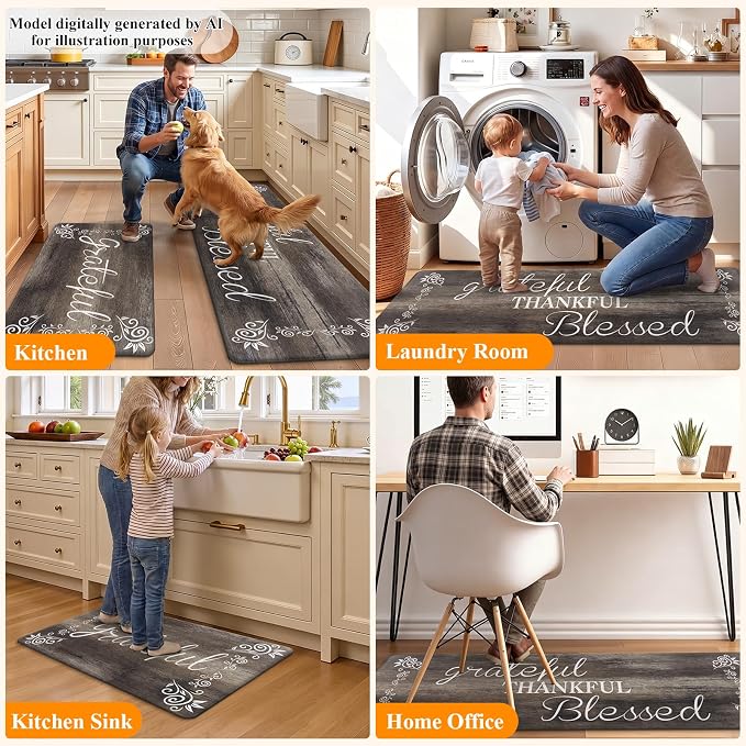 HEBE Anti Fatigue Kitchen Rugs Set of 2, Non Slip Cushioned Kitchen Mats - Image 7