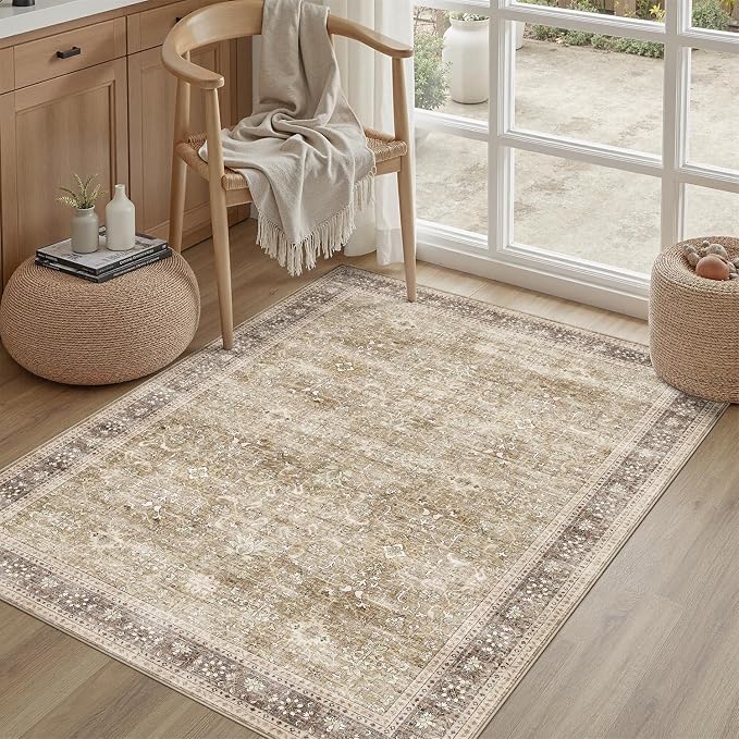 DCX Beige and Taupe 4x6 Rug, Kid & Pet Friendly - Image 2