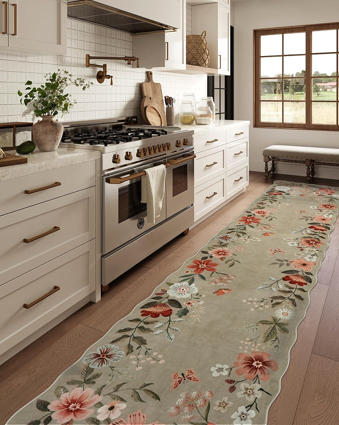 Lahome Floral Hallway Runner Rug Non Slip, Kitchen Runner Stain Resistan Carpet - Image 3