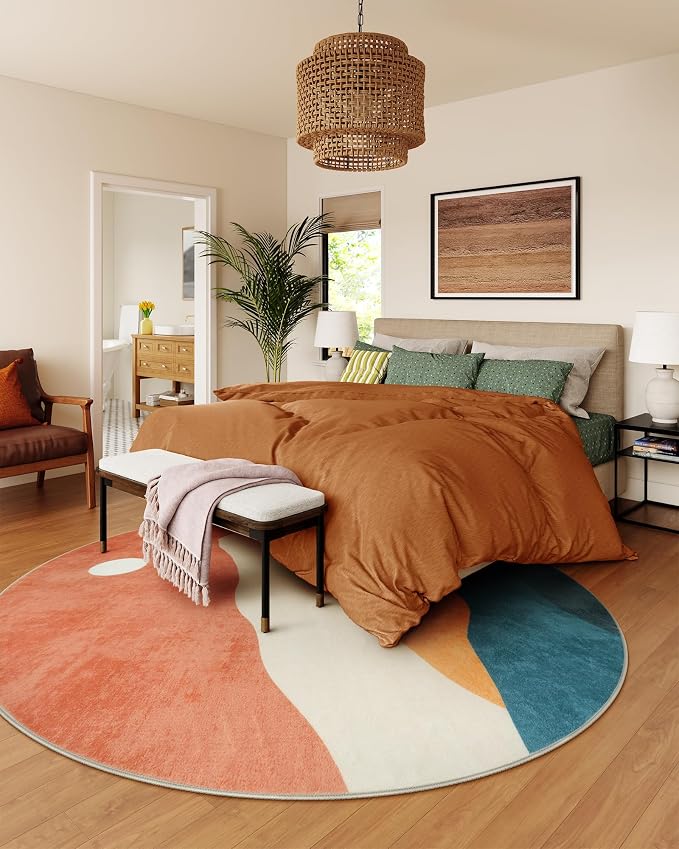 Mountain Round Rugs 8ft, Abstract Circle Rug - Image 6