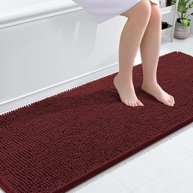 OLANLY Bathroom Runner Rugs 70x24, Soft Absorbent Chenille Bath Rugs, Rubber by OLANLY