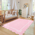 GarveeHome Scalloped Bow Rug for Living Room, Solid Pink Rug for Dorm, Washable by GarveeHome