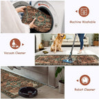 Moynesa Ultra-Thin Washable Round Rug - 3Ft Brown Entryway Rug Low Pile - Image 4