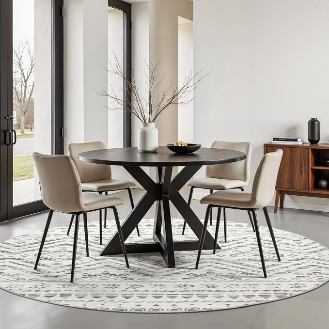 Miukiki Round Rugs 8ft Washable Moroccan Circle Rug - Image 9