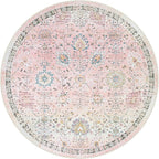 Lahome Girls Bedroom Pink Round Rug 6ft, Soft Washable Floral Circle Rug - Image 9