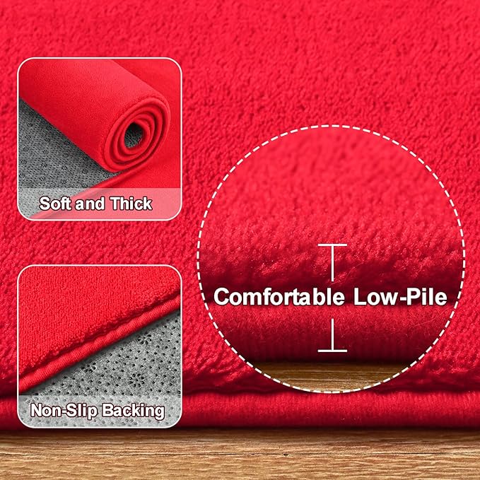 Amearea Modern Area Rugs for Bedroom Living Room, 4x6 Feet Red Thickened Memory - Image 4